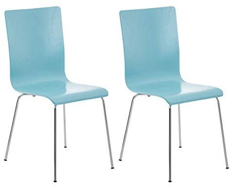 CLP 2er-Set Wartezimmerstuhl Pepe mit ergonomisch geformten Holzsitz und Metallgestell I 2X Konferenzstuhl I erhältlich, Farbe:hellblau