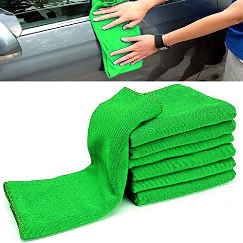 Alamor 10Pcs Paño De Limpieza Suave Verde Micro Fibra Cuidado del Coche Plumero Toalla 29X29Cm