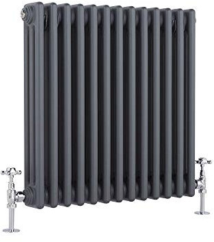 Milano Windsor Anthracite Cast Iron Style Horizontal Triple Column Radiator - 600mm x 605mm