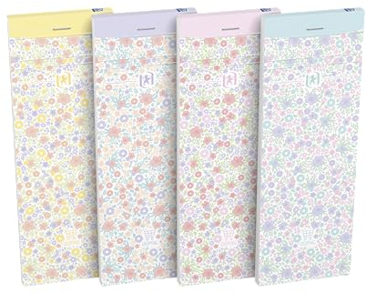 Oxford Shopping-Planer Floral liniert, 120 Seiten, 7,4x21cm, 4 Blumen Designs, 10 Stück