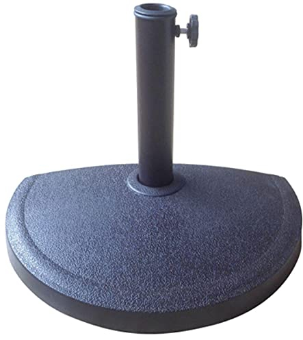 Charles Bentley Outdoor Garden Concrete Parasol Half Base for Half Canopy Umbrella, Weight Stand Holder With Adjustable Pole For Flat Surfaces, Made Of Polyresin In Dark Grey (50x30cm)