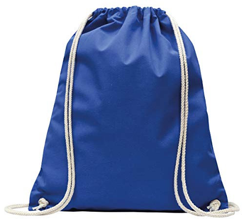 MyShirt 10er Pack Baumwoll Turnbeutel 38 x 46cm unbedruckt mit Kordelzug - 19 Farben - Jutebeutel Oeko-TEX® geprüft Gym Sack zum bemalen, Farbe:Royalblau