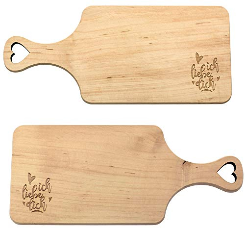 Spruchreif · Tagliere in legno · Tagliere in legno con incisione su entrambi i lati · Tagliere con manico · Regali per coppie · Regali per innamorati