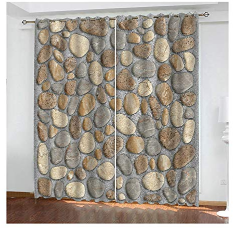 Daesar Vorhang Verdunkelung mit Ösen Wohnzimmer Modern 214x138CM, Kieselstein Vorhänge Fenster Kinderzimmer Grau Schlafzimmer Vorhänge Gardinen Blickdicht 2er Set