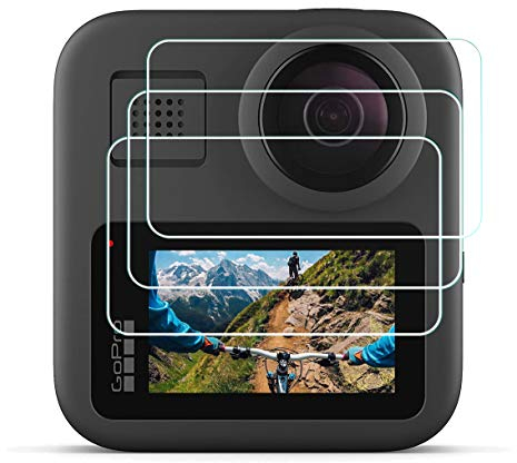 HUIPUXIANG Protection d'écran pour caméra d'action GoPro Max Étanche 360° 0,3 mm Haute définition Dureté 9H Verre optique LCD [Lot de 3]