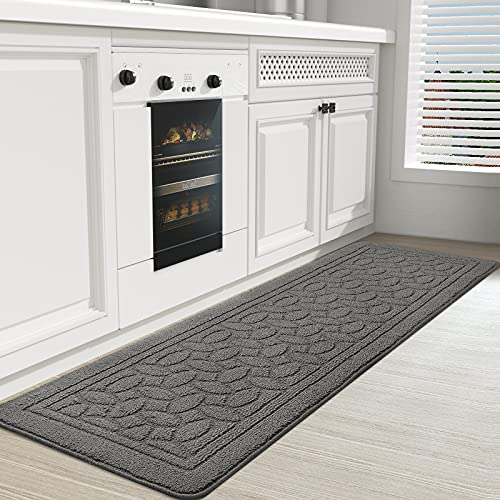 Color G Alfombra Lavable, Antideslizante 43.5 x 150 cm, Alfombra Absorbente y Duradera para Cocina, Comedor, Lavadero (Gris)