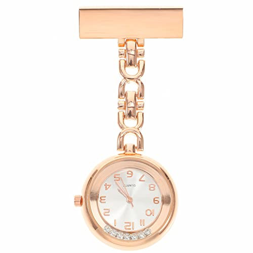 Hemobllo Krankenschwesteruhr Krankenschwester Taschenuhr mit Sekundenzeiger Clip Uhr Reversuhr Clip auf Stilluhr Rosegold