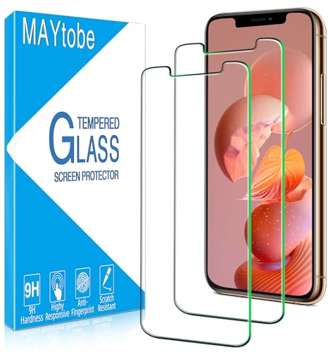 MAYtobe 2 Pièces Verre Trempé pour iPhone 11 Pro Max/iPhone XS Max 6,5 Pouces, Film Protection écran Sans Bulles, Dureté 9H, Anti-Rayures, Anti-Empreinte, Haut Définition Vitre Protection