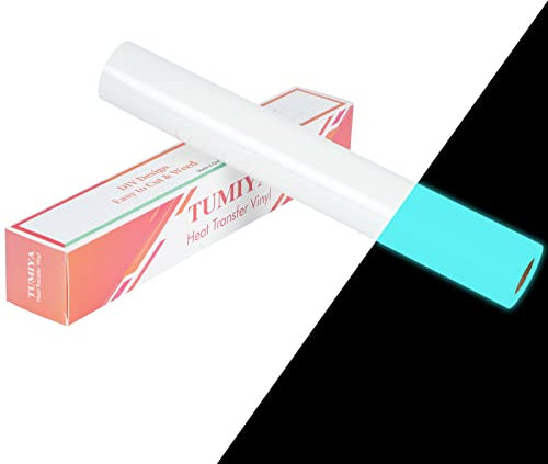 TUMIYA Glow in The Dark HTV Vinyl - 12 Inches x 8 Feet Blue Heat Transfer Vinyl Rolls, Luminous Blue Iron on Vinyl for DIY Design (Glow in The Dark - Blue)