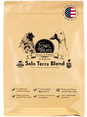 Fowl Treats Naturally Fortified Treats – Protein Rich Supplement Suitable for Chickens, Hens and Ducks, Hand Mixed with USA Grown Ingredients – Salo Tera Blend – 32oz