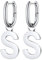 FOCALOOK Damen U-förmige Creolen Ohrringe, Ohrringe mit Buchstabe S, 316L Edelstahl Ohrhänger in Silber, Hängende Ohrringe für Geliebte/Freundin/Tochter zum Geburtstag/Valentinstag/Weihnachte