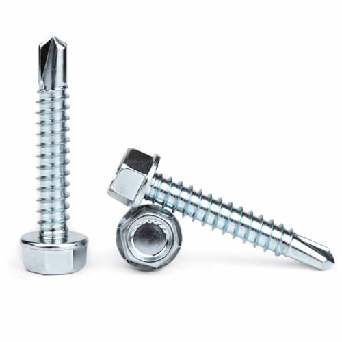 3.5mm x 13mm (Pack of 50) Self-Drilling Hex Head Screws with Hexagon Serrated Washers Head ISO15480 Zinc Plated Steel TEK Screw Metal to Metal Fixing - H02B 3.5mm_50