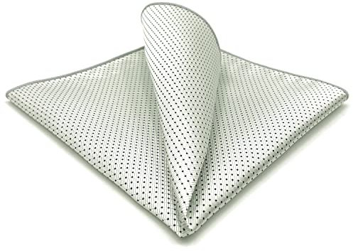 S&W SHLAX&WING Krawatten für Herren Weiß mit schwarzen Punkten Nur passendes Einstecktuch Large