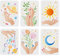 FINGERINSPIRE 6 Stück Handmuster Schablonen 29,7x21cm Sonne Mond Stern Schablonen Pflanzen Blumen Schablone kosmische Planeten Muster Schablonen zum Malen auf Holz, Boden, Wand und Fliesen