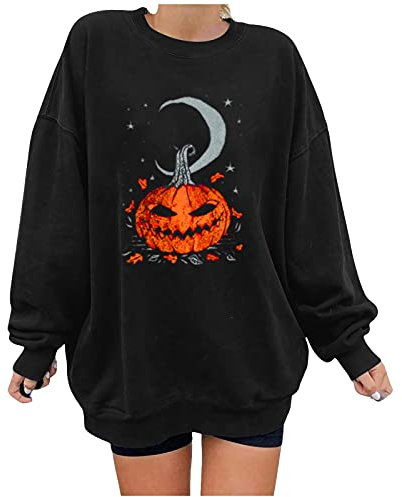 Sunnyuk Weihnachten Pullover Damen Sommer Crop Langarm Locker T-Shirts Sweatshirt Damen Oversized Vintage Herbst Winter Langarmshirt Damen Sport Bauchfrei Locker Oberteil Bluse Top Frauen