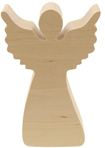 HOFMEISTER® Deko-Engel aus Holz, Weihnachtsdeko, Fensterdeko, Holzengel, als Glücksbringer oder Geschenk zur Geburt oder Taufe, langlebige Dekoration für Weihnachten & Advent, 14 cm