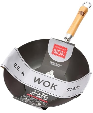Dexam School of Wok 10.5/27cm Pre-Seasoned Carbon Steel Wok