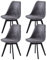 EGGREE 4er Set Esszimmerstühle Skandinavisch Design SGS Geprüfter, Polsterstuhl aus Wildleder Rückenlehne, Küchenstuhl Essstühle mit Schwarz Massivholz Buche Bein, Dunkelgrau