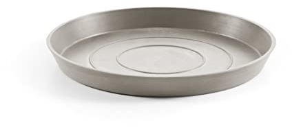 Ecopots Soucoupe pour pot de fleurs Amsterdam - Marron/gris - Diamètre extérieur : 28 cm - Diamètre intérieur : 25 cm - Grande soucoupe pour pot de plantes - En plastique recyclé - Pour l'intérieur et