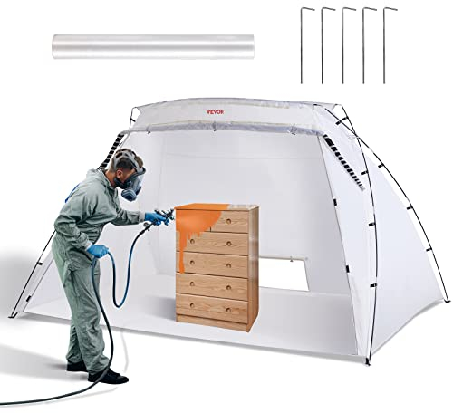 VEVOR Carpa de Pintura Portátil 305x213x183 cm Cabina de Pintura en Aerosol Plegable Oxford 210D Tienda de Pintura con Película Desechable para Muebles de Gran Tamaño Bricolaje de Estación de Pintura