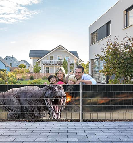 Displayhersteller MyMaxxi Zaunsichtschutz - T-Rex - Sichtschutzstreifen für Doppelstabmattenzaun - Windschutz Sonnenschutz Blickdicht - Sichtschutz Garten Teil1-5 Streifen - 250x100cm