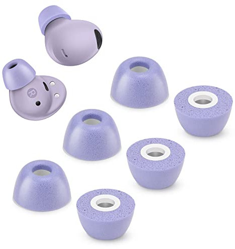 Memory Foam Tips for Samsung Galaxy Buds 2 Pro, No Silicone Eartips Pain, Anti-Slip Replacement Ear Tips, Fit in The Charging Case, Reducing Noise Earbuds, 3 Pairs (Medium, Violet)
