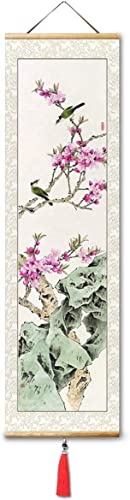 ODYO Seidenrollbild Asiatische Wanddekoration Schöne chinesische Kunst Orientalisches DekorRollbild Feng Shui Japanische Rollbild Wandkunst Chinesische Malerei Asiatische Wandrollen Dekor Wohnzimmer
