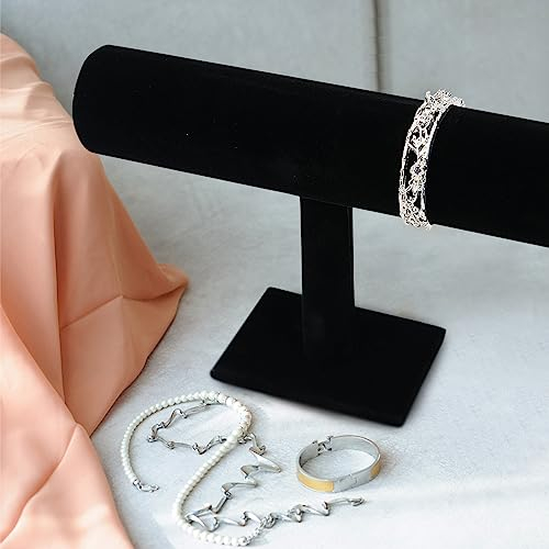 Supporto per bracciali, supporto per braccialetti in velluto, supporto per orologi, espositore per braccialetti neri, espositore da tavolo, espositore per gioielli, bracciali, orologi, 22,9 x 15 cm