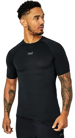 Everlast Men's Base Layer Top Short Sleeve Compression T-Shirt Athletic Gear, Blk, S