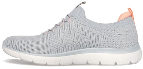 Skechers Summits Top Player, Zapatillas Mujer, Gray Knit Pink Coral Trim, 37 EU