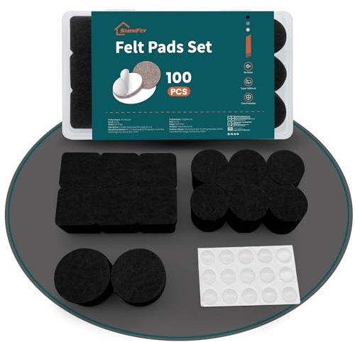 shinfly Filzgleiter Selbstklebend, 100 Stück Filzgleiter für Stühle, Schwarz, Filz Selbstklebend, 5mm Dicke, Möbelgleiter für Möbel Boden