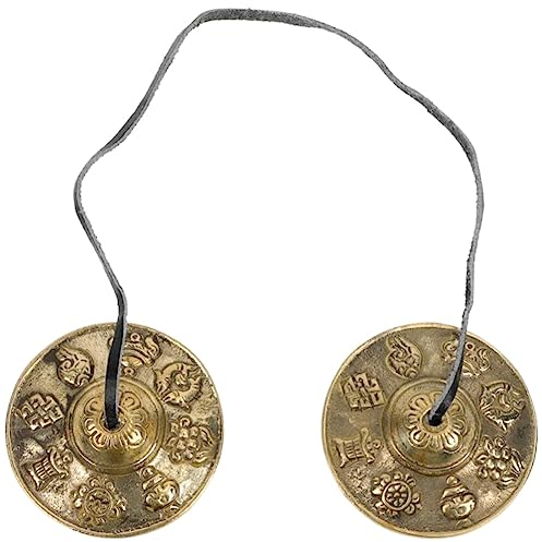 VICASKY Cymbale à Main En Cuivre Cloche De Cymbale De Instrument De Timbales Cymbales Tingsha Népal Instrument à Percussion Cloches Tibétaines Battant En Claire Laiton