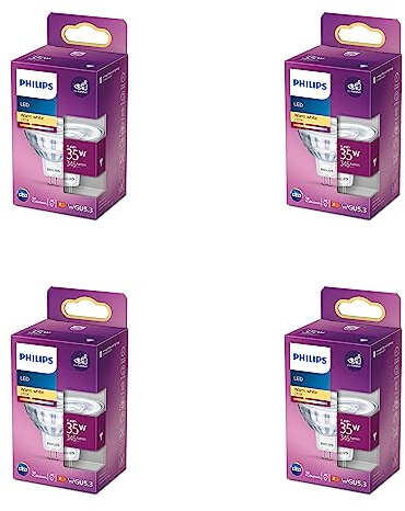 Philips Vorteilspaket - GU5.3 - LED Spot (MR16) - 12V - 35W - Nicht dimmbar - Warmweißes Licht - Set 4 Stück