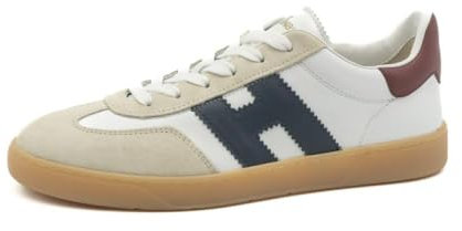 Hogan Sneakers da Uomo Cool in Pelle Bianca, Blu e Bordeaux - HXM6470FB60 ODZ961O - Taglia 6