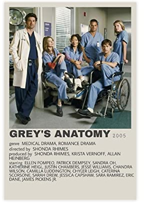 Grey's Anatomy 5 Leinwand-Poster, Wandkunst, Dekordruck, Bild, Gemälde für Wohnzimmer, Schlafzimmer, Dekoration, ungerahmt, 30 x 45 cm