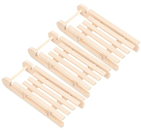 SAFIGLE 3st Unvollendeter Schlittendekorationen Holzschlittenmodell Schlitten Aus Holz Feiertags-rustikale Verzierungen Wohnkultur Holzhandwerk Haushaltsschmuck Ornament Miniatur Hölzern