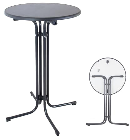 TRUTZHOLM Stehtisch klappbar Ø 70 cm in Anthrazit Höhe 110 cm Stahl Gastrotisch Partytisch Bistrotisch Gartentisch Indoor & Outdoor für Hochzeiten und Gartenfeste wetterbeständig pflegeleicht