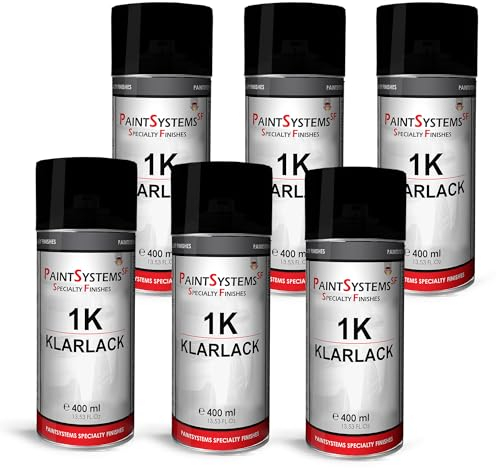 PaintSystems 1K Klarlack Spray (6 Dosen) - Hochglanz, UV-beständig, Acrylharz, Ideal für Auto & DIY