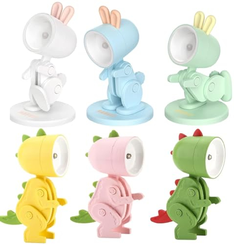 Vercico 6 Pcs Tier Nachtlicht Mitgebsel Kindergeburtstag Kleine Geschenke für Kinder, Mini Animals Lampen Kawaii Gastgeschenk Mitbringsel Mädchen Jungen Zufällige Farbe