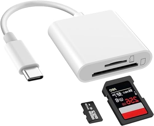 Lector de Tarjetas SD USB C, 2 en 1 Adaptador de Tarjetas SD Tipo C con SD/Micro SD, Lector de Tarjetas de Memoria para iPhone 15, Mac, iPad Pro Air 2020/2021, Galaxy S21/S22/S23, Xiaomi