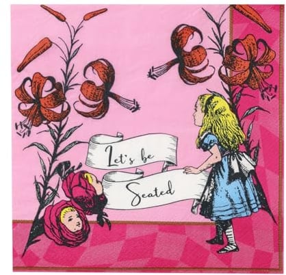Talking Tables | 20 Pack | Alice in Wonderland Disposable Paper Napkins, Supplies for Mad Hatter Tea Party, Birthday, Onederland, Baby Shower, Decoupage, Home Recyclable
