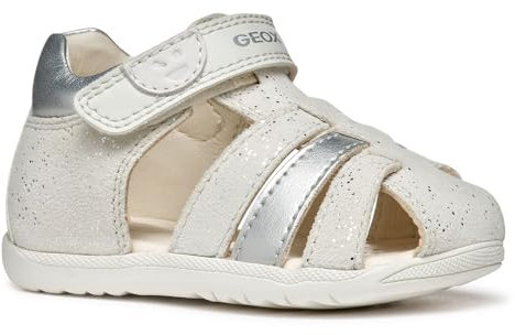 Geox B SANDAL MACCHIA GIR, Sandale Bébé - Fille, White/Silver,