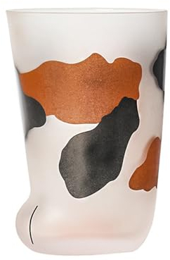 Jarsense Vaso de vidrio esmerilado de 300 ml, diseño de pata de gato, vaso de leche para el hogar, oficina, escuela (A)