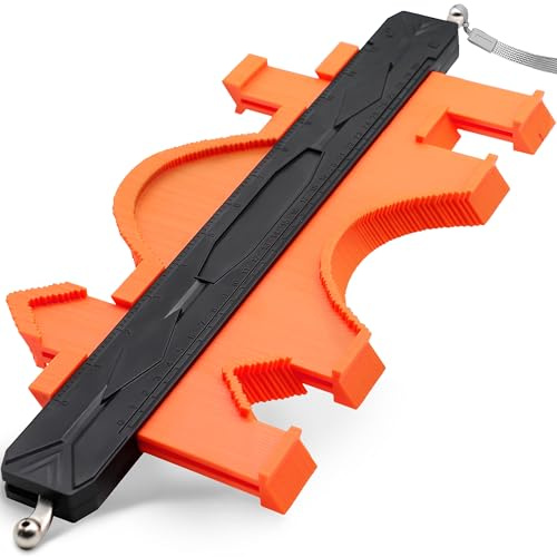 TIKTALK 12 Inch/30cm Contour Gauge Tool with Secure Double-Lock Design Prevents Shifting, Aluminum Core Plate Smoother, Woodworking/Flooring/Tile Laying, Tools for Men