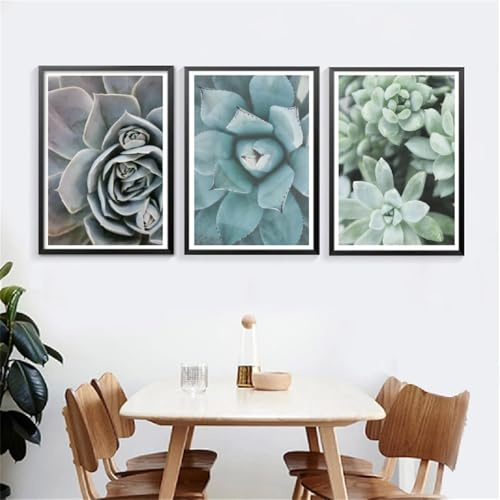 CWBLYZ Quadri D'Arte-3 Pezzi di Piante Grasse Stampe su Tela e Manifesto Moderni di Cactus Botanici Dipinti su Tela Immagine da Parete Arte Soggiorno Cucina Ufficio Decor-50x70Cmx3 (Senza Cornice)