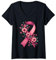 Femme Octobre Rose 2024 ruban sensibilisation cancer du sein tee T-Shirt avec Col en V