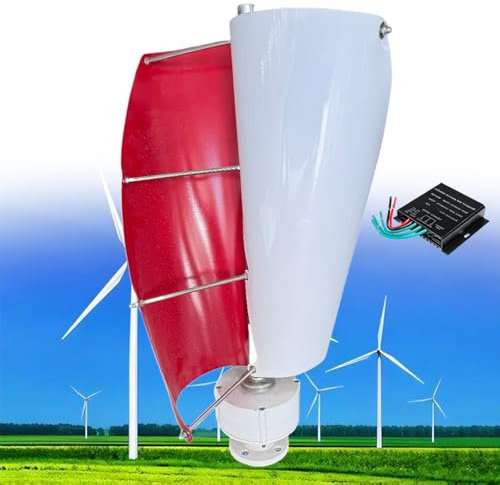Aerogenerador de 12000W, 12V 24V 48V Turbina Eólica Vertical de Eje Helicoidal de Levitación Magnética, Generador de Imán Permanente Trifásico, para Casa, Terraza, Chalet o Autocaravana,C-24V