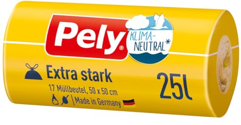 Pely® Klimaneutral Zugband-Beutel Extra-stark, 25 Liter, 17 Stück (17 ks)