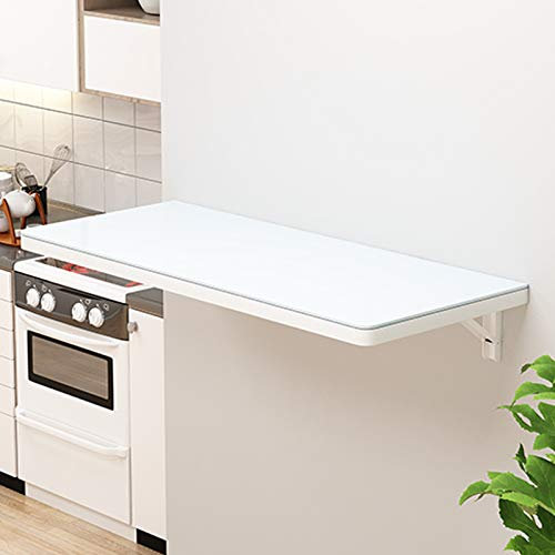 Moderna mesa plegable de cristal templado para montar en la pared con patrón de mármol blanco, diseño de hojas colgantes para cocina, comedor, hogar, oficina, bar.