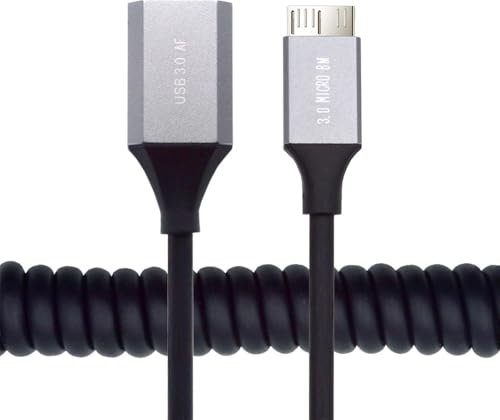 xiwai Cavo di prolunga a spirale da OTG Micro-USB 3.0 maschio a USB 3.0-A femmina, 5 Gbps, per disco, telefono, fotocamera, dati, 100 cm